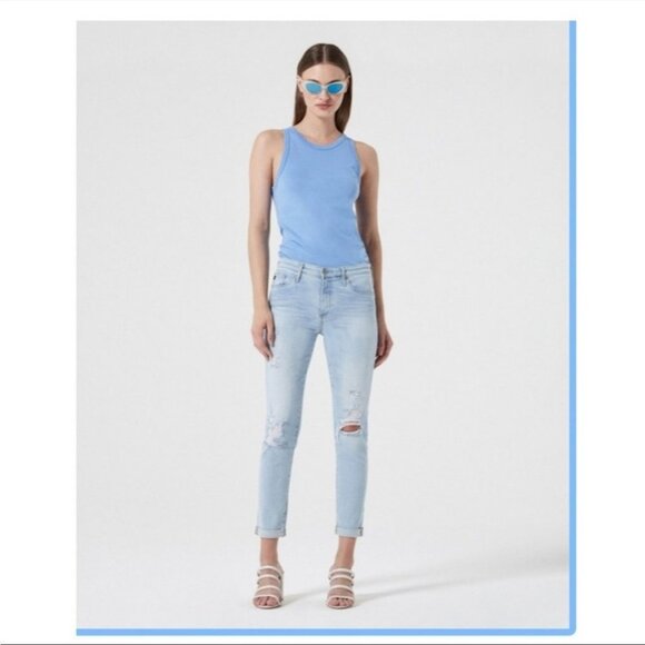 AG Adriano Goldschmeid Prima Roll-Up  Cigarette light Wash distressed Jeans 27R - Picture 1 of 16